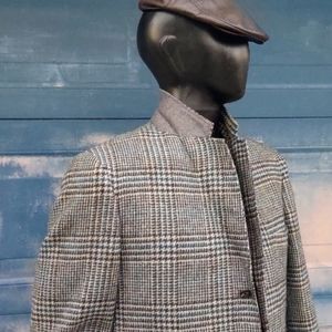 HART SCHAFFNER & MARX/RAQUET CLUB MEN'S HOUNDSTOOTH  LUXURY BLAZER (VINTAGE)